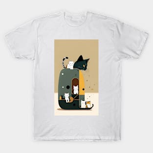 Feline Rhapsody: Abstract Melodies of Whiskered Charm T-Shirt